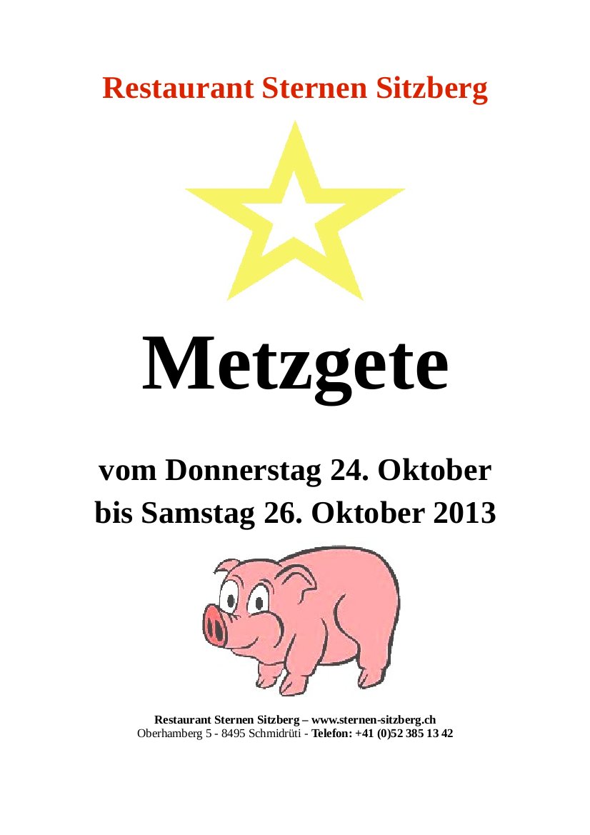 Plakat Metzgete Sternen Oktober 2013