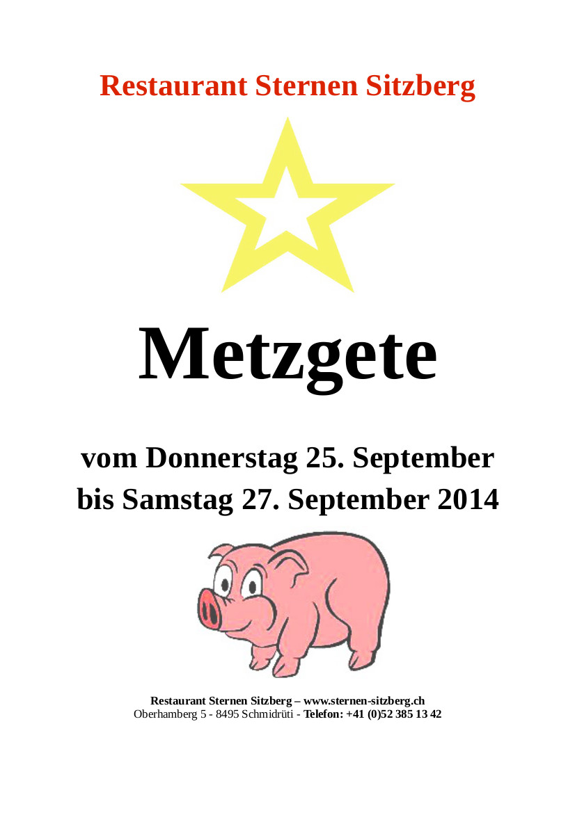 Metzgete Restaurant Sternen Sitzberg September 2014