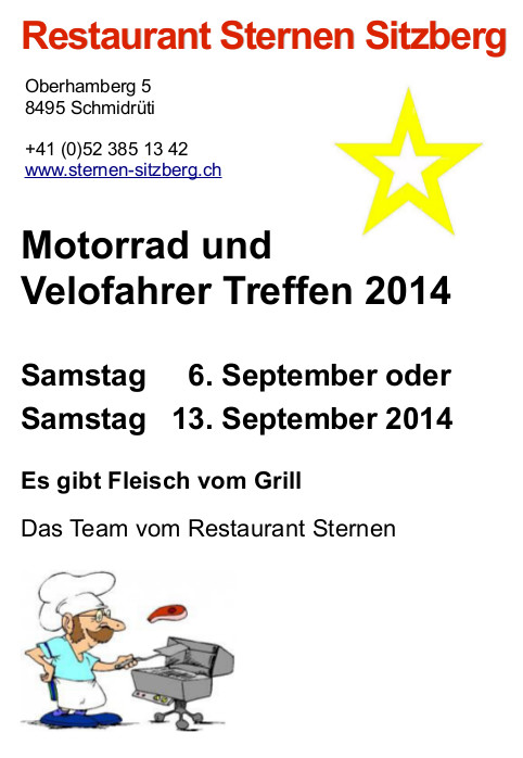 Motorrad und Velo Treffen 2014 Restaurant Sternen Sitzberg