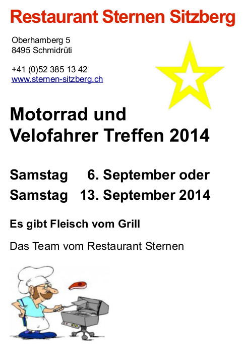 Motorrad und Velo Treffen 2014 Restaurant Sternen Sitzberg